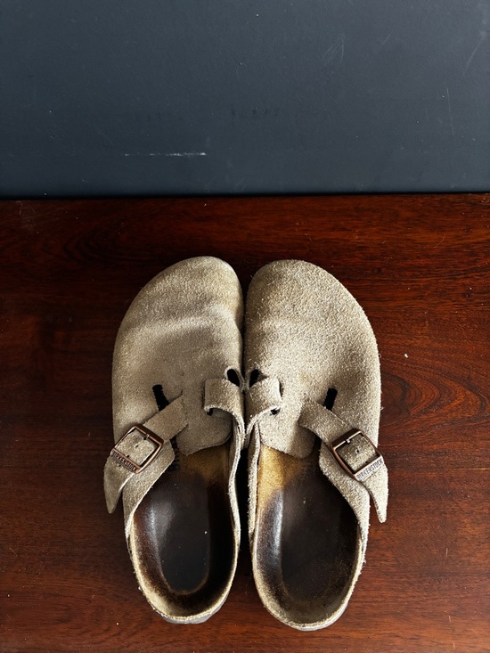Birkenstock Shoes - Birkenstock Boston Suede Clogs in Beige